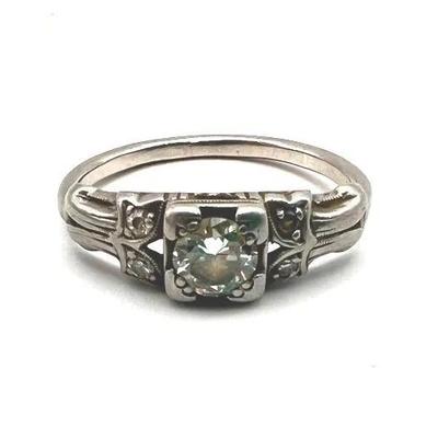 Platinum And Diamond Ring 3.4g Total Vintage