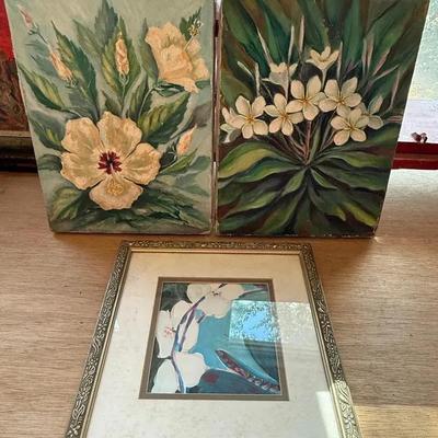 Framed Floral Paintings (3)