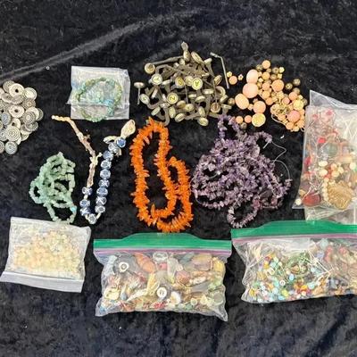 Lot Of Beads- Stone & Other Vintage Typewriter Keys For Jewelry Making