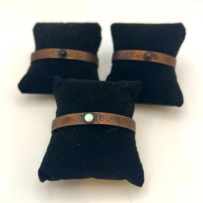 Copper And Stone Cuff Bracelets