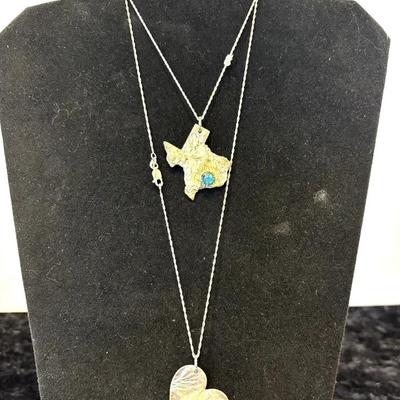 2 Sterling Silver Chains W/ Handmade Pendants