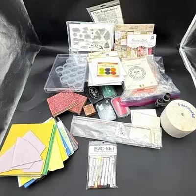 Assorted Craft Items, Stained Glass/Glass Fusion, Papers, Stamps
