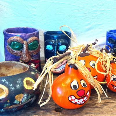 Fall Decor Gourds, Scary Pottery Art