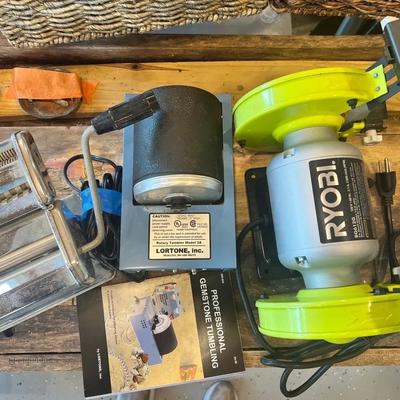 Clay Press, Gemstone Tumbler, Ryobu 6inch Bench Grinder
Tools