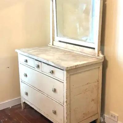 Antique White Painted Dresser