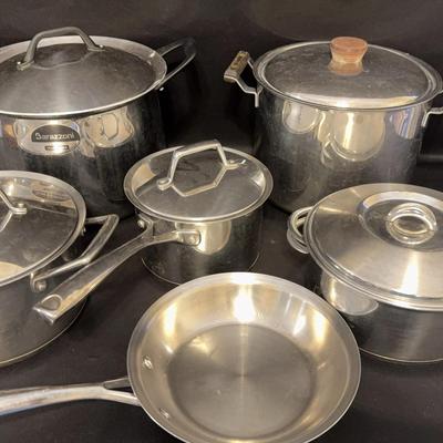 Collection of Stainless Steel Stock Pots, Pans