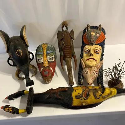 Lot Of Wooden Tribal Masks