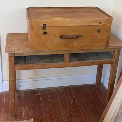 Small Wooden Desk & Wood Case