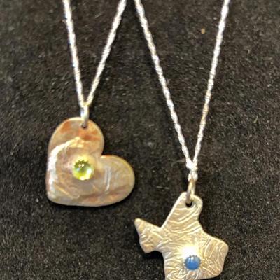 2 Sterling Silver Chains W/ Handmade Pendants