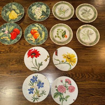 Dozen Floral Plates