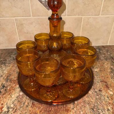 Tiara Amber Decanter Set