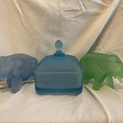 Frosted Glass Elephants+