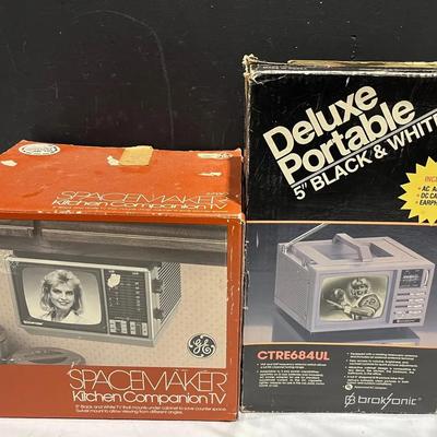 Vintage GE Spacemaker Kitchen Companion TV & Broksonic Portable B&W TV