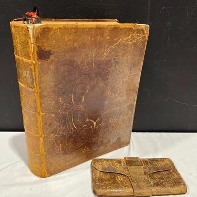 1864 Family Holy Bible & Old Wallet