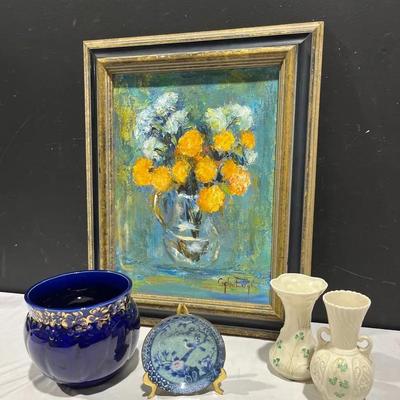 Vintage Decor Including Signed Painting + Belleek
