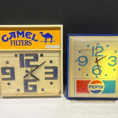 Vintage Pepsi & Camel Filters Wall Clocks