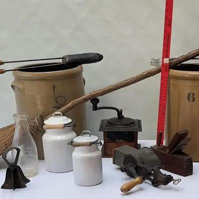 Vintage/Antique Collectibles: Crocks, Grinders etc