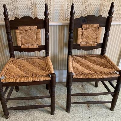 Pair Of Antique European Chairs w/Woven Seat & Back