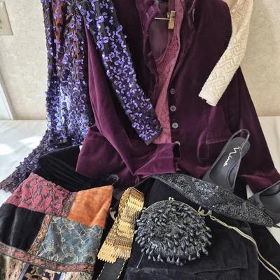 Ladies Mixed Lot #4: Velvet & Sequin Lot Incl Vintage Beaded Cardi 