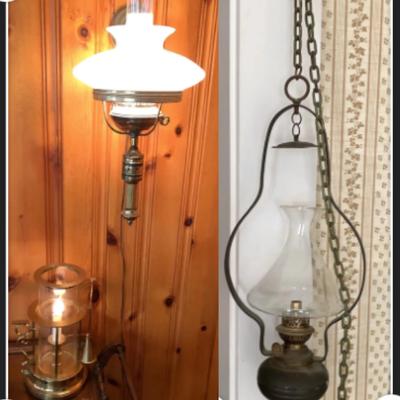 Electric Reproduction Of Old Lamps & an Antique Oil Lamp