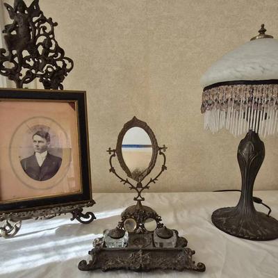 Desk Set of Decorative Metal Items