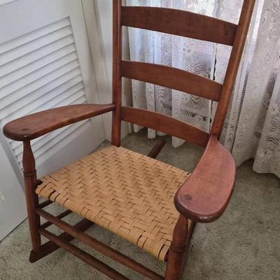 Antique Rocking Chair w/ Herringbone Splint Seat