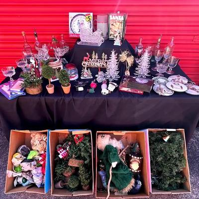 Christmas Glassware & Decorative Resin Figurines Featuring Holiday Accents