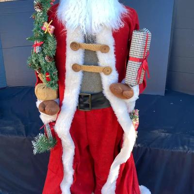 4'11" Standing Santa with Gifts and Greenery