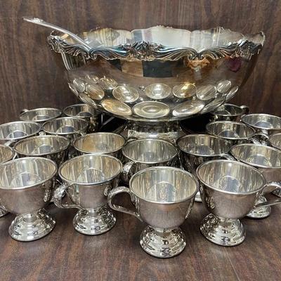 Silver-plate 20 Piece Punch Bowl Set
