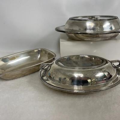 Lidded Silver Electroplate Casserole Dish And More
