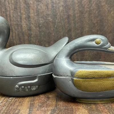 Vintage Decorative Pewter and Brass Ducks
