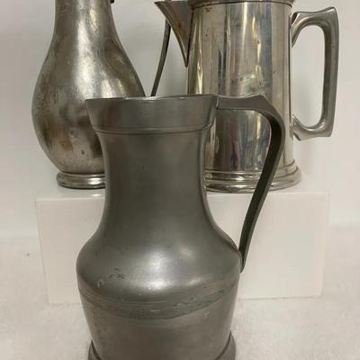 Vintage Pewter Pitchers, “Sheffield” Tankards and More