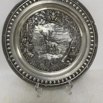 Deer Theme Pewter Decorative Plate