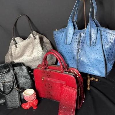Faux Ostrich Handbags & Wallets