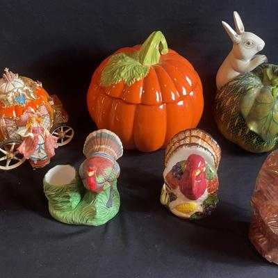 Fall Decorations and Fitz and Floyd Pumpkin