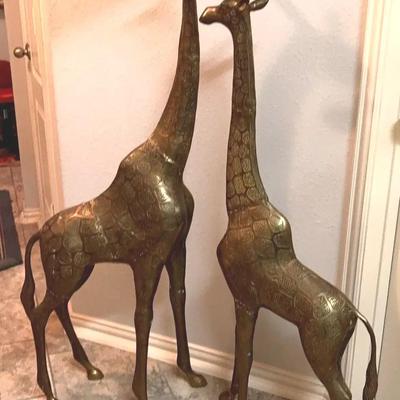 Tall Brass Giraffes (2)