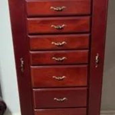 Standing Jewelry Armoire with Jewelry