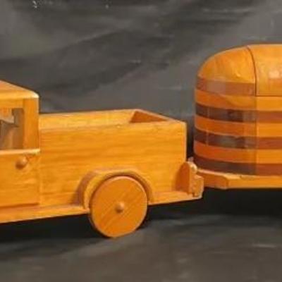 Vintage Wood Truck And Trailer