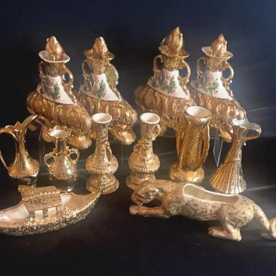 Gold Decanters-J Beam, Vases And More