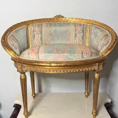 Louis XVI Revival Giltwood Vanity Chair