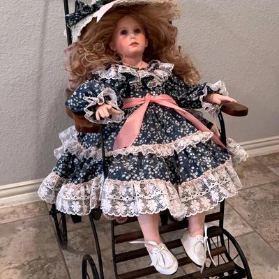 Victorian Doll And Vintage Stroller