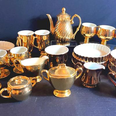 Vintage Hall Porcelain Gold-Plated Tea Set