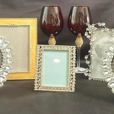 Wedding Wine Goblets And Blingy Frames