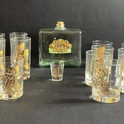 Culver Cowboy Boot Glasses & Decanter