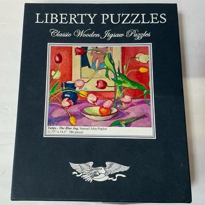 Liberty Puzzles Tulips The Blue Jug Wooden Puzzle
