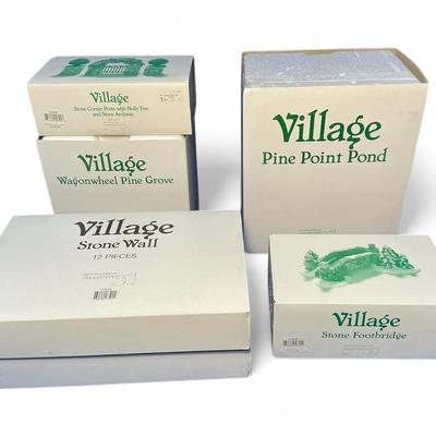 Dept 56 Village Scenery - Pine Point Pond, Stone Footbridge & More