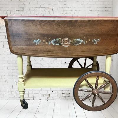 Painted Wood Beverage Cart 29.25"h x 19.25"w x 37.25"L