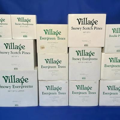 Dept 56 Village Scenery - Snowy Evergreens, Snowy Scotch Pines & More