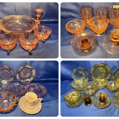 Pink & Amber Depression Glass