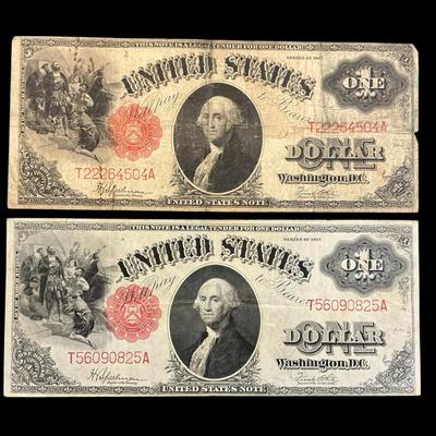 Two Series 1917 “Sawhorse” $1 Large Notes